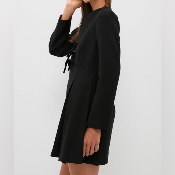 Tuckernuck Black Crepe Blair Bow Coat Dress Large - Picture 4 of 14